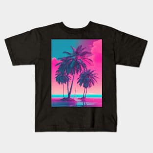 Vaporwave palm beach Kids T-Shirt